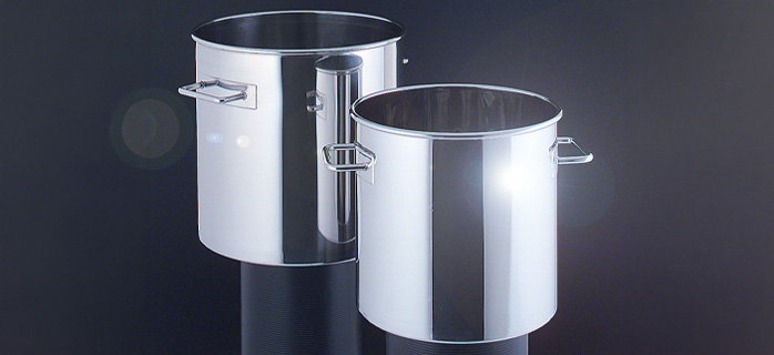 バフ研磨および電解研磨によるステンレス容器の表面仕上げ