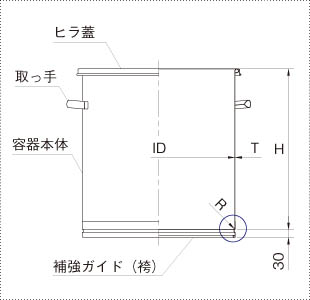 汎用大型スタンダード容器の製品仕様図