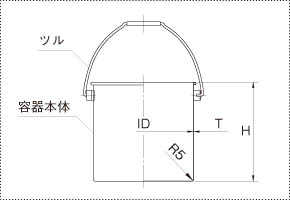 ツル付スタンダード容器用本体の製品仕様図