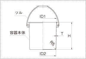 ツル付テーパースタンダード容器用本体の製品仕様図