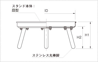 ステンレス容器専用スタンドの製品仕様図