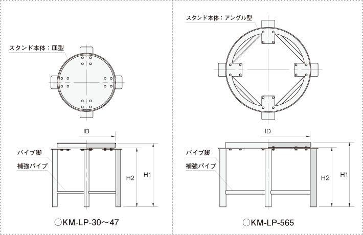 ステンレス容器専用スタンドの製品仕様図