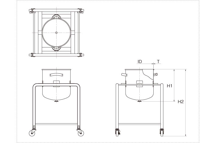 架台分離型鏡板容器の製品仕様図