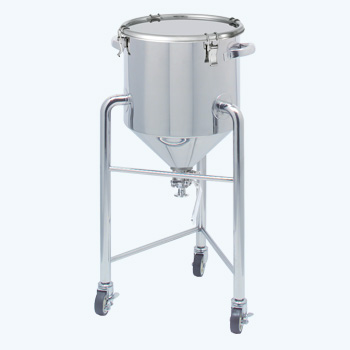 HTBV-CTH|クリップ密閉(CTH)蓋の脚付ホッパー型ステンレス容器(タンク底ボールバルブ)