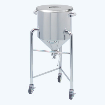HTBV-ST|スタンダード蓋の脚付ホッパー型ステンレス容器(タンク底ボールバルブ)