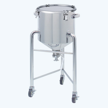 HTTBV-CTH 脚付ホッパー型ステンレス容器 120°・タンク底ボールバルブ｜クリップ密閉蓋