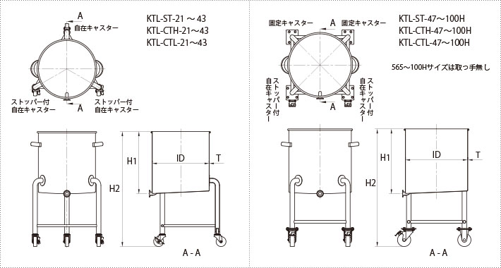 脚付スロープ容器の製品仕様図