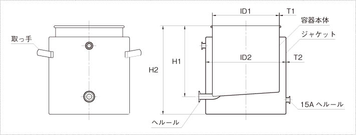 KTJジャケット型スロープ容器 製品仕様図