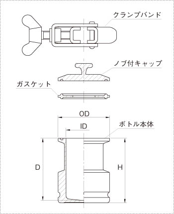 STB小容量へルールトップボトル 製品仕様図