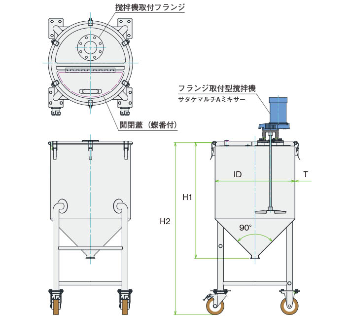 MU-HT撹拌容器ユニット製品仕様図