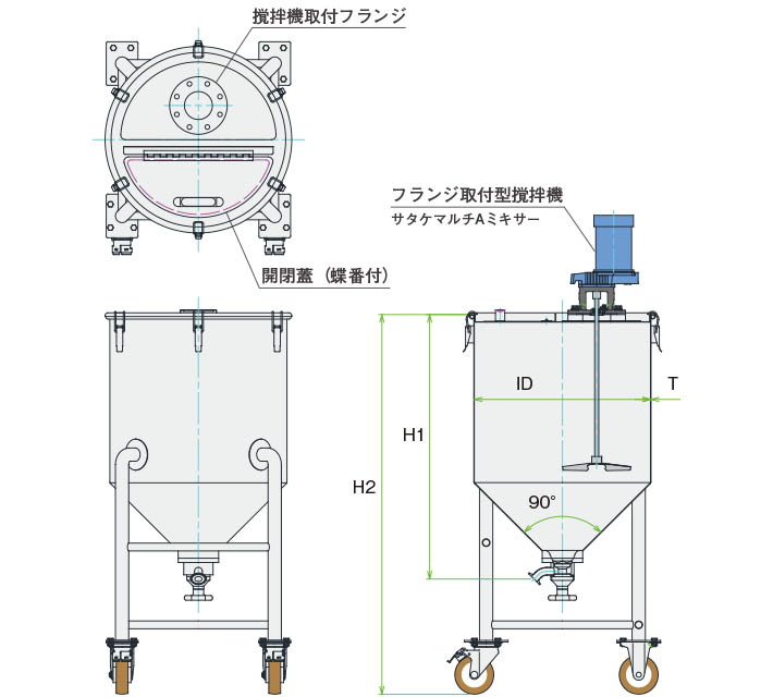 MU-HTB撹拌容器ユニット 製品仕様図