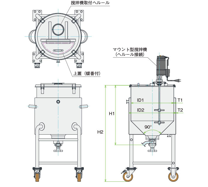MU-HTBJ撹拌容器ユニット 製品仕様図