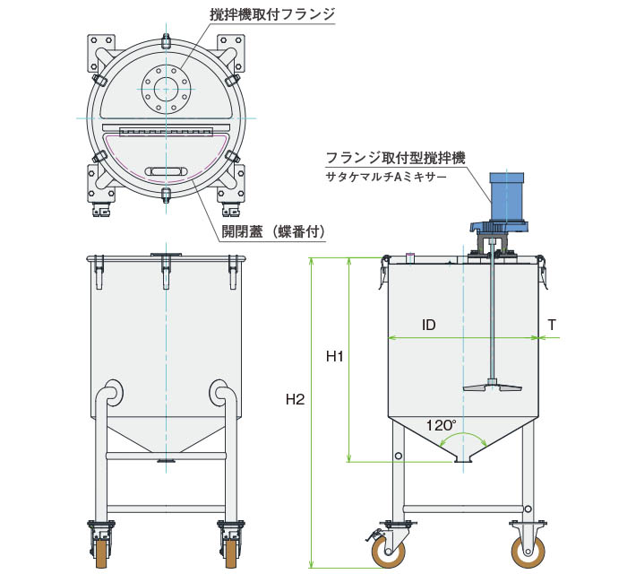 MU-HTT撹拌容器ユニット製品仕様図
