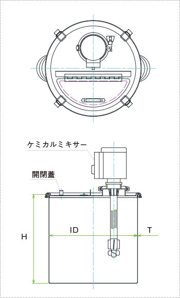 MU-TCM撹拌容器ユニットの図面
