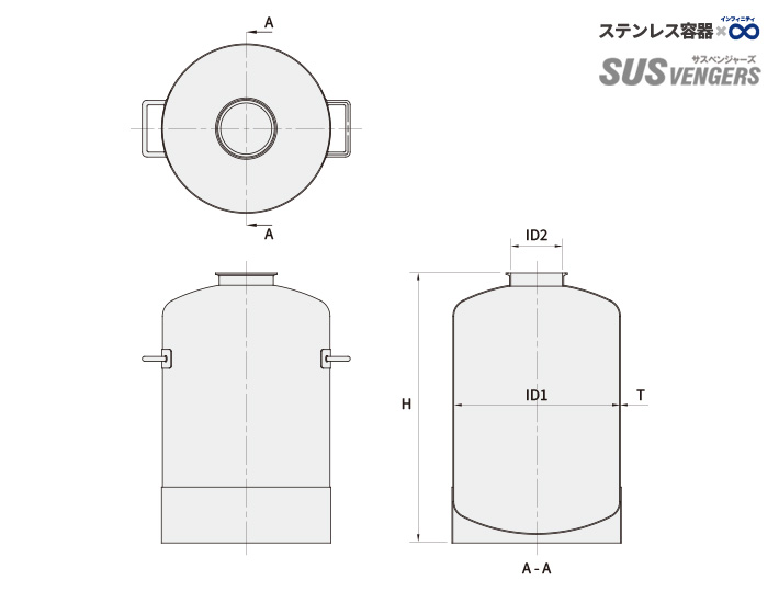 PVC加圧容器（シングルポート）｜30〜80L・サニタリー仕様・エアー/窒素対応の標準ステンレス圧力容器 外観