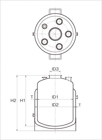 ジャケット型加圧容器の仕様図面