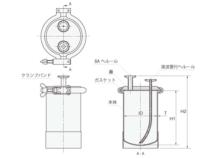 小容量加圧容器の製品仕様図