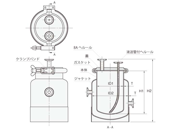 小容量ジャケット加圧容器の標準製品