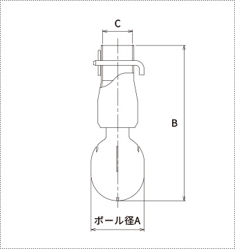 SM-P スプレーボール／SM-P-A 取付ヘルールアダプターの仕様図（ボール径・全長・接続サイズ・材質）