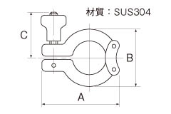 3A規格小口径クランプバンドの製品仕様図