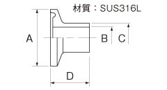 3A規格小口径溶接用へルールの製品仕様図