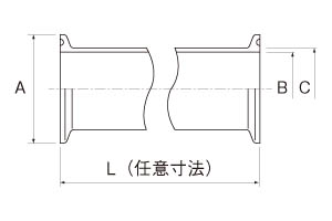 両端ヘルール付パイプ L14Wの製品仕様図