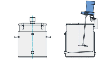 MU-KTPJ-N型 温調・攪拌ユニット容器 耐圧ジャケットスロープ容器（クランプ型、35L～200L）